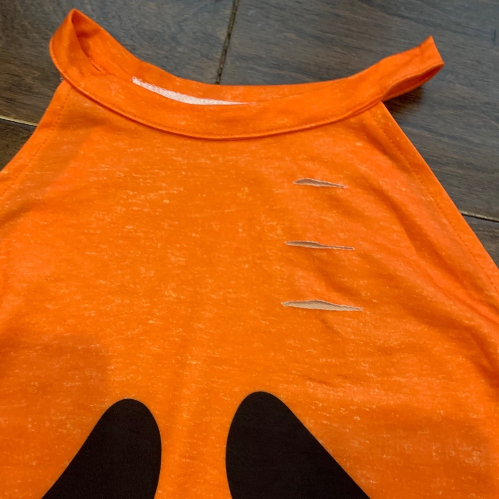 ORANGE Distressed Cold Shoulder Halloween Shirt - Picture 5 of 10